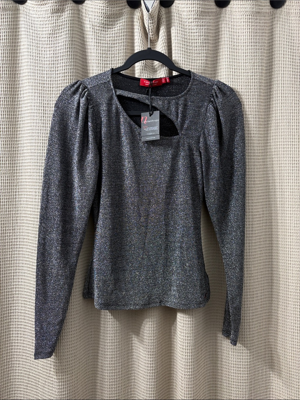 N philanthropy Women's Shimmer Long-Sleeve Top - Metallic Gray